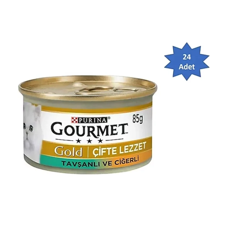 Gourmet Gold Çifte Lezzet Ciğerli ve Tavşanlı 85 gr 24'lü Yetişkin Konserve Kedi Maması