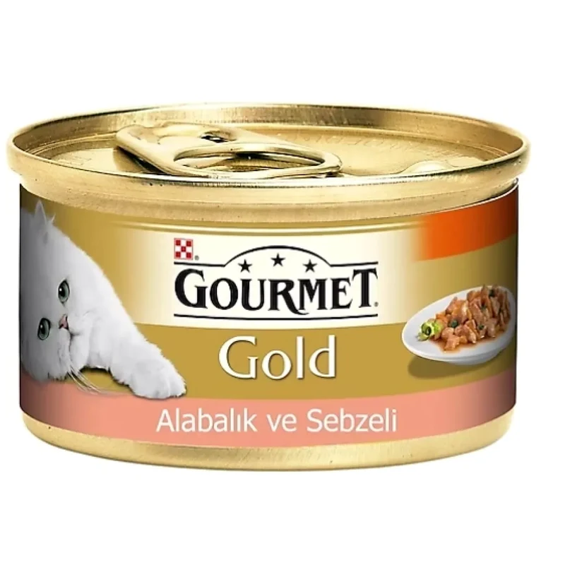 Gourmet Gold Parça Etli Soslu Alabalık ve Sebzeli 85 gr 24'lü Yetişkin Kedi Konservesi