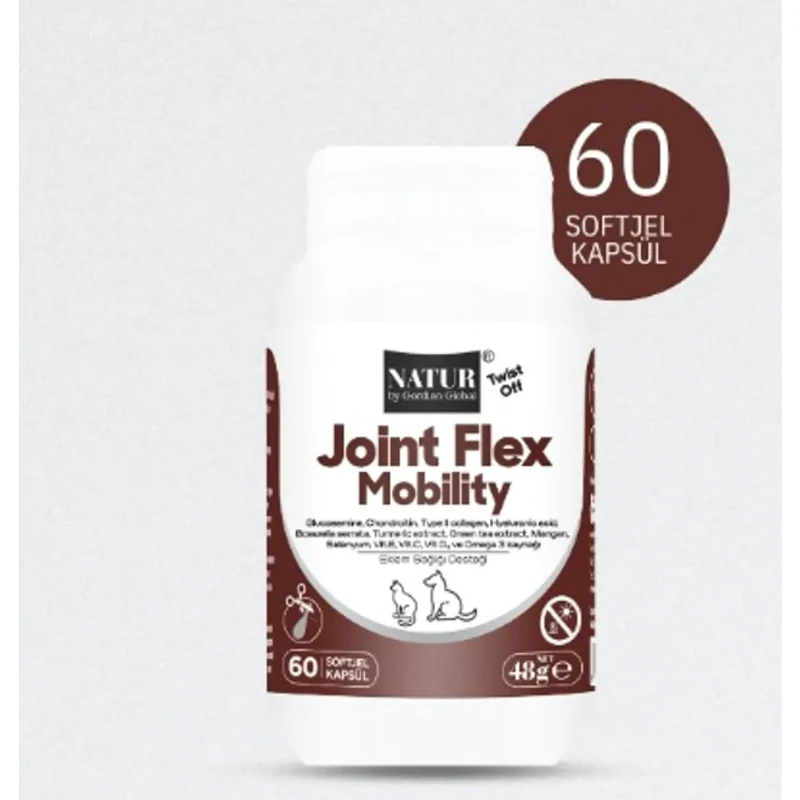 Natur Joint Flex Mobility Kedi Köpek Eklem, Kas, Tendon ve Ligament Desteği Soft Jel Kapsül 60 Adet